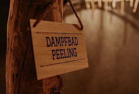 Dampfbad Schild im Hang Spa im Wellnesshotel Gmachl in Bergheim bei Salzburg